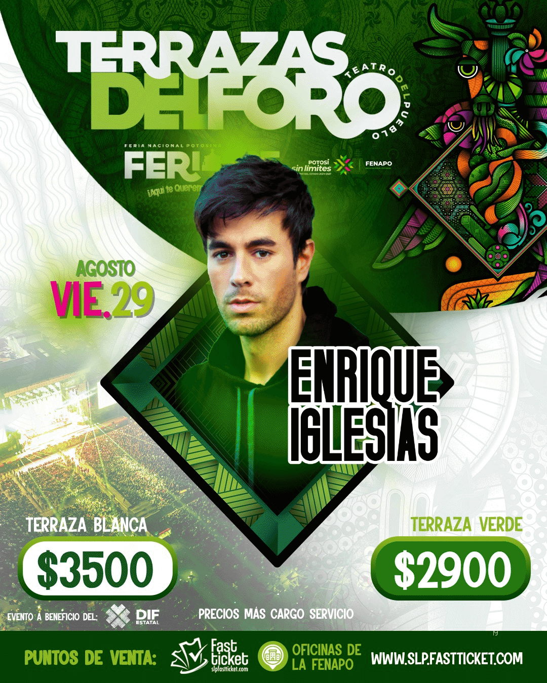 boletos Enrique Iglesias teatro pueblo Fenapo 2025